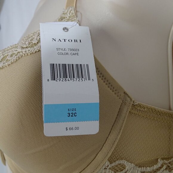 Natori Feathers T-Back Bra 32C Contour Cups Tan Lightly Padded Front Closure NEW - Picture 5 of 11